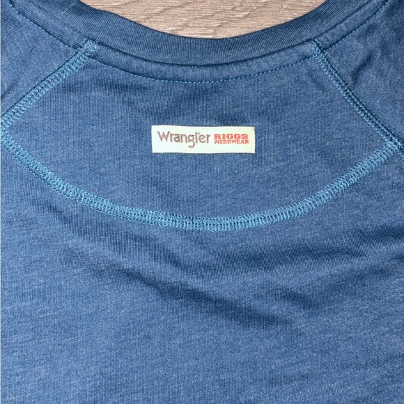 Wrangler Riggs Workwear Men’s Long Sleeved Shirt Size XL Blue EUC - Picture 4 of 6